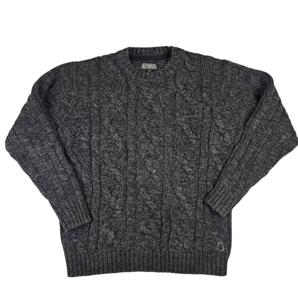 Mens Vintage Trash Nouveau Sweater Size XL Cableknit Crewneck